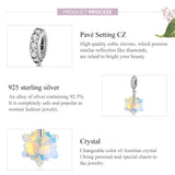 925 Sterling Silver Sparkling Snowflake Pendant For Diy Bracelets & Necklaces