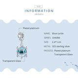 925 Sterling Silver Blue Turtle Pendant For Diy Bracelets & Necklaces