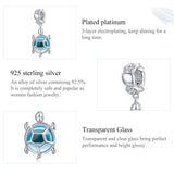925 Sterling Silver Blue Turtle Pendant For Diy Bracelets & Necklaces