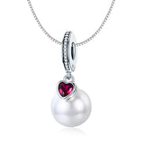925 Sterling Silver Pearl Heart Pendant For Diy Bracelets & Necklaces
