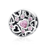 925 Sterling Silver Geometric Heart Shaped Hollow Beads For Diy Jewelry