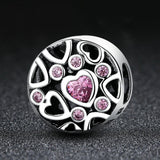 925 Sterling Silver Geometric Heart Shaped Hollow Beads For Diy Jewelry