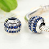 925 Sterling Silver Blue Diamond Beaded Bracelet & Necklace Set
