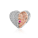 925 Sterling Silver Mother'S Heart Bead Pendant For Diy Bracelets And Necklaces