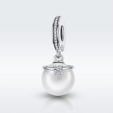925 Sterling Silver Chic Pearl Charm For Diy Bracelets