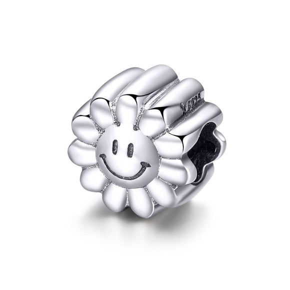 925 Sterling Silver Sunflower Smile Bead Pendant