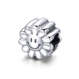 925 Sterling Silver Sunflower Smile Bead Pendant