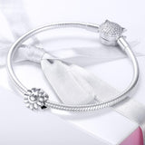 925 Sterling Silver Sunflower Smile Bead Pendant