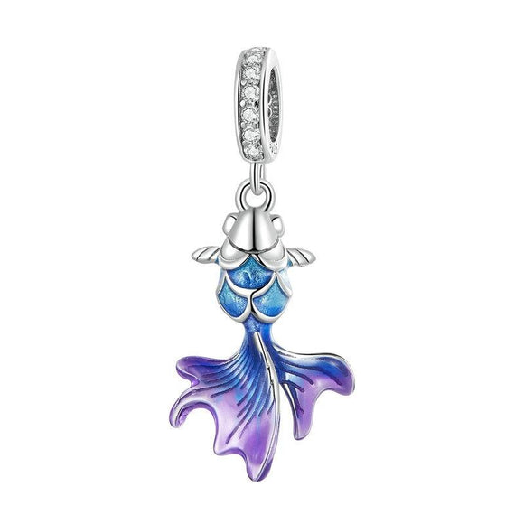 925 Sterling Silver Blue Fish Diy Pendant Beaded Accessory