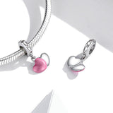 925 Sterling Silver Double Love Pendant For Bracelet Or Necklace