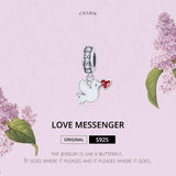 925 Sterling Silver Love Dove Pendant For Diy Bracelet Or Necklace