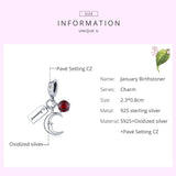 925 Sterling Silver January Birthstone Moon Pendant For Diy Bracelets & Necklaces