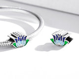 925 Sterling Silver Blue Lotus Bead Bracelet & Necklace Set