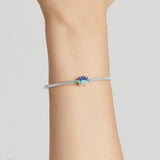 925 Sterling Silver Blue Lotus Bead Bracelet & Necklace Set