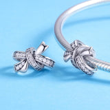 925 Sterling Silver Bow Beads For Diy Bracelets & Necklaces