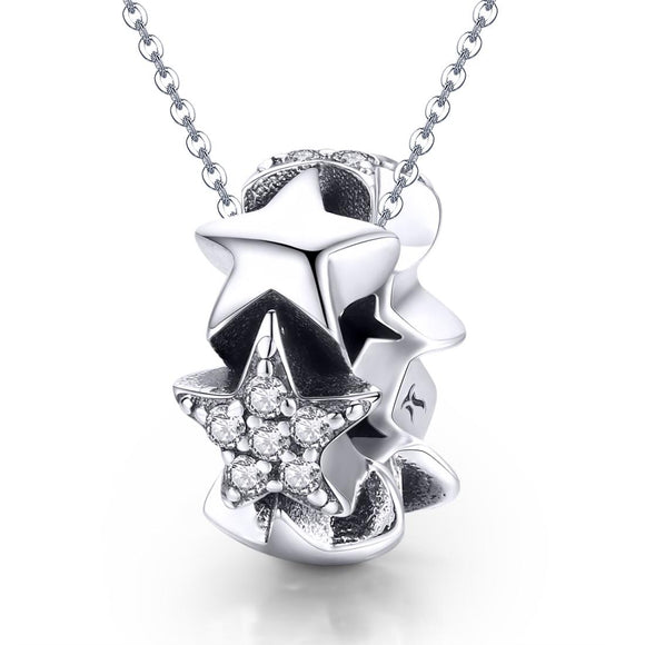 925 Sterling Silver Zircon Inlaid Star Necklace / Bracelet Pendant