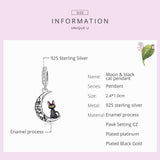925 Sterling Silver Moon Cat Pendant For Bracelet Or Necklace