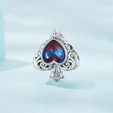 925 Sterling Silver Synthetic Tourmaline Heart Spades Bracelet