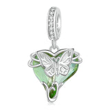 925 Sterling Silver Green Butterfly Pendant For Diy Bracelets