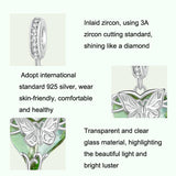 925 Sterling Silver Green Butterfly Pendant For Diy Bracelets