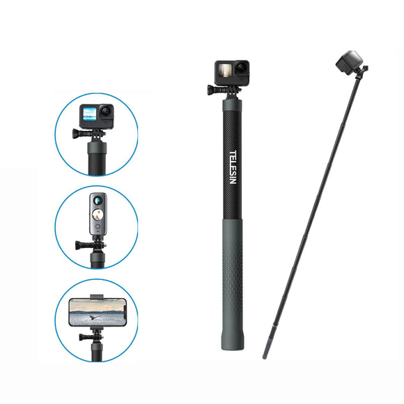 3m Carbon Fiber Selfie Stick Monopod for Action Cameras - 1 / 4 Screw
