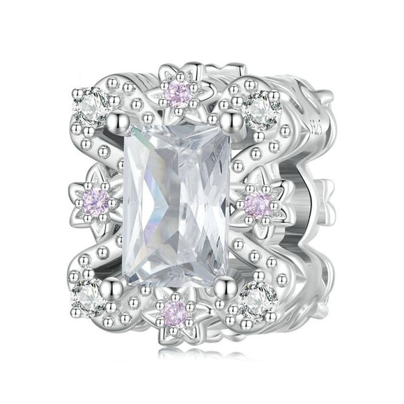 925 Sterling Silver Flower Zirconia Bracelet In Plating