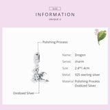 925 Sterling Silver Drogon Dinosaur Charm For Diy Bracelets
