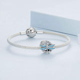 925 Sterling Silver Dragonfly Garland Zircon Bead Bracelet
