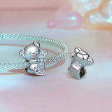 925 Sterling Silver Valentine'S Day Bear Beaded Diy Jewelry