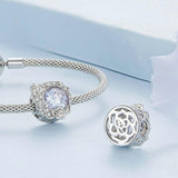925 Sterling Silver Moon Rose Zirconia Beaded Bracelet