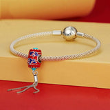 925 Sterling Silver Red Lantern Bracelet With Auspicious Clouds Bead
