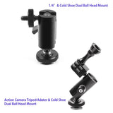 Universal Dual Ballhead Cold Shoe Mount for Action Cameras