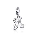 925 Sterling Silver Personalized Letter Pendant For Diy Bracelets And Necklaces Style - A