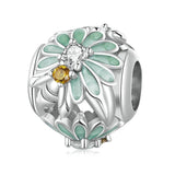 925 Sterling Silver Green Gradient Daisy Bee Bracelet