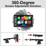 7 Inch Bluetooth 5.0 Carplay Monitor - Portable Compatible With Most Vehicles - Display