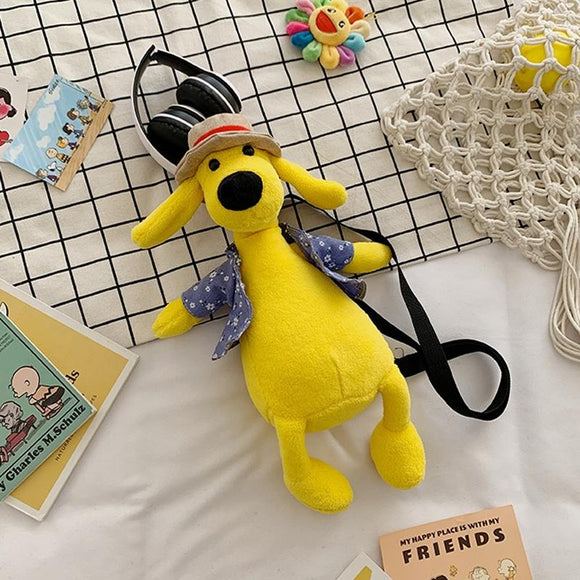 Adorable Cartoon Plush Shoulder Bag Duck White Green - Puppy Yellow