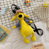 Adorable Cartoon Plush Shoulder Bag Duck White Green - Puppy Yellow