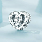 925 Sterling Silver Hollow Heart Sister Bracelet Beaded