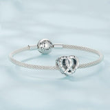 925 Sterling Silver Hollow Heart Sister Bracelet Beaded