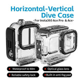 60m Waterproof Dive Shell for Magisn Camera - Horizontal & Vertical Shooting - For Insta360 Ace Pro