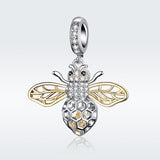 925 Sterling Silver Bee Zircon Pendant For Diy Necklace Style - Pendent
