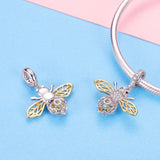 925 Sterling Silver Bee Zircon Pendant For Diy Necklace Style - Pendent