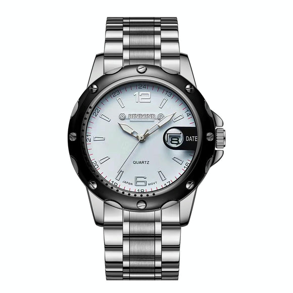 Waterproof Luminous Quartz Watch for Outdoor - White Steel-White