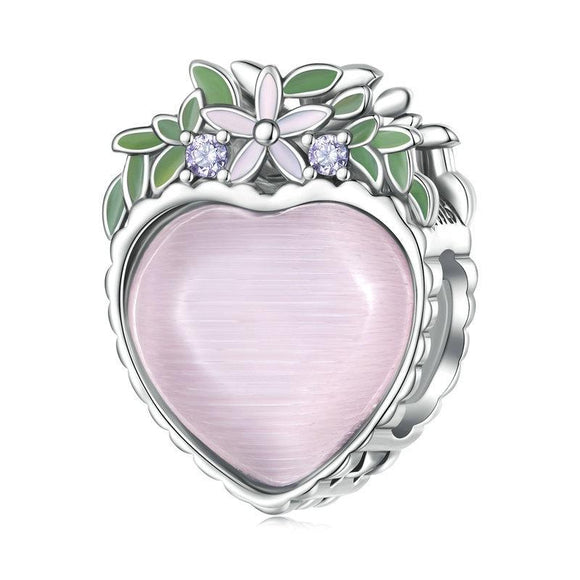 925 Sterling Silver Heart Flower Bracelet