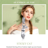 925 Sterling Silver Cat Charm For Diy Bracelet Style - Pendant