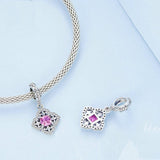 925 Sterling Silver Red Zircon Bracelet Pendant