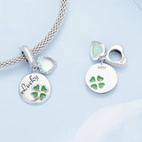 925 Sterling Silver Gold Plated Heart Clover Bracelet Pendant