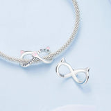 925 Sterling Silver Infinity Cat Bracelet Bsc748