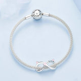 925 Sterling Silver Infinity Cat Bracelet Bsc748