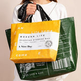 Eco Friendly Large Capacity Folding Shopping Bag Beige - Large Green